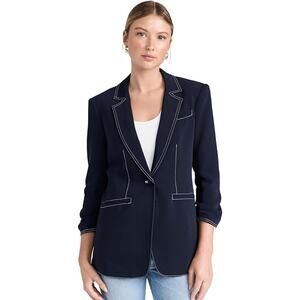 CINQ A SEPT Navy Crepe Khloe Blazer